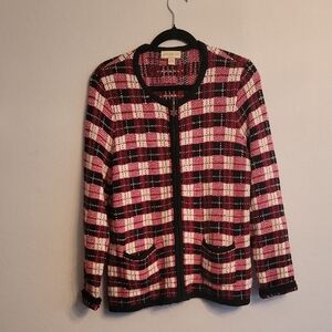 Appleseed's Checkered Blazer - Black, Pink, White